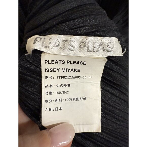 Pleats Please Issey Miyake Black Long-Sleeve Button-Front Pleated Dress Womens S - Picture 4 of 7